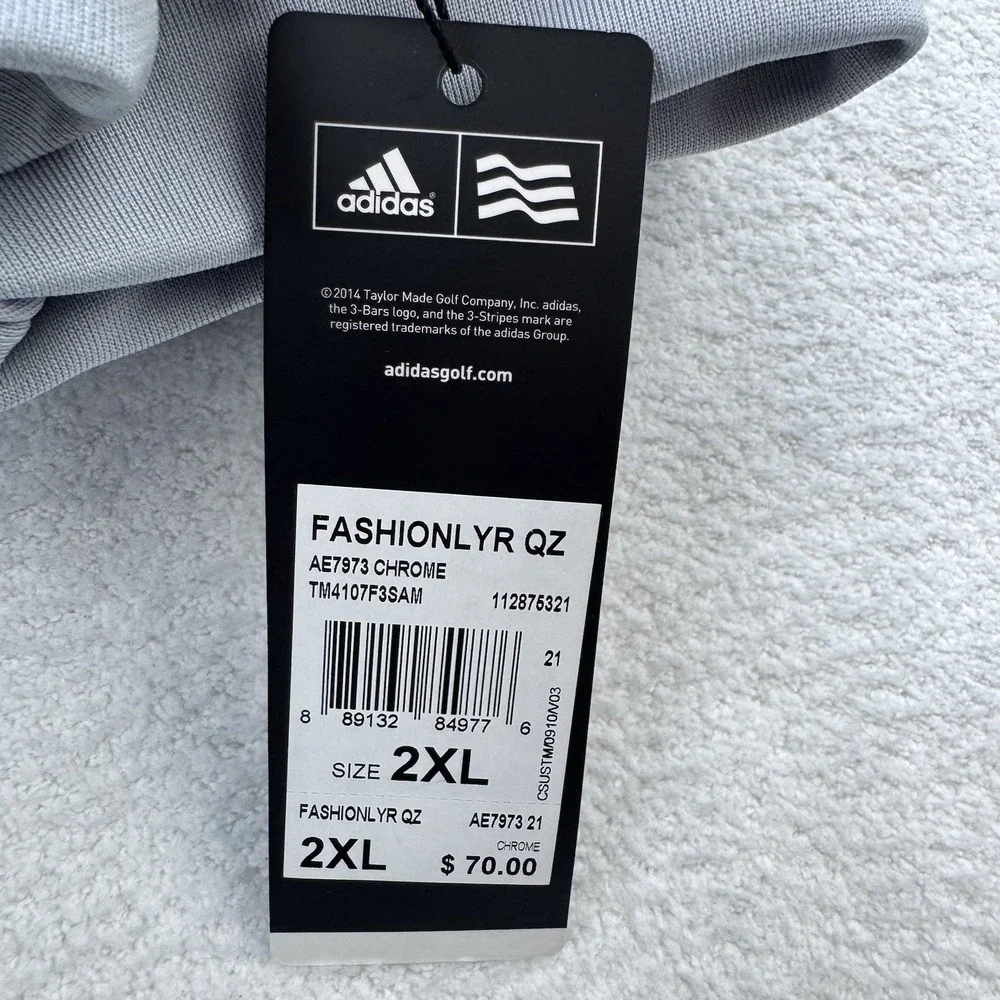 adidas Golf Men 2XL Chrome Gray Full Zip Pullover Jacket AE7973 NWT $70